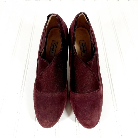 Clarks Kendra Purple Suede Mix Closed-Toe Pumps A418 - Picture 4 of 14